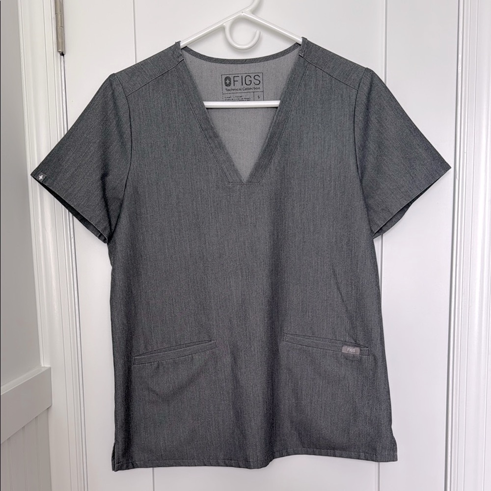 Figs Dark Gray V-Neck Scrub Top